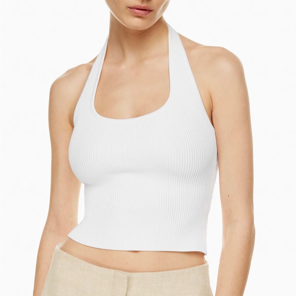 LIKE NEW Babaton Sculpt Knit Backless Halter Top, white, size medium